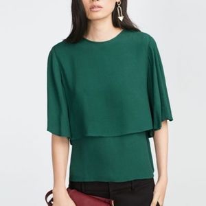 Zara Forest Green Layered Flowy Blouse